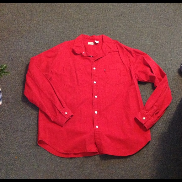 levi's red denim shirt